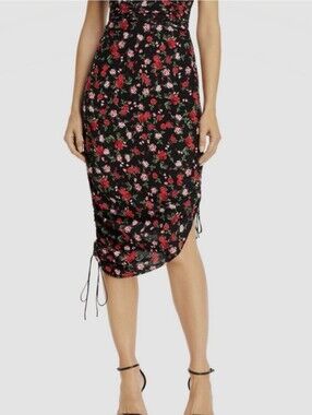 For Love + Lemons Molly Floral Drawstring Midi Skirt XS
